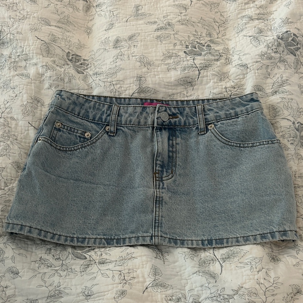 Edikted Denim Mini Skirt in Light Blue - Women
